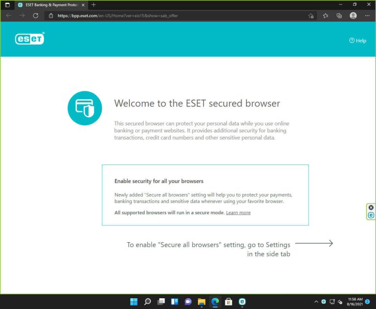 محیط برنامه ESET Internet Security
