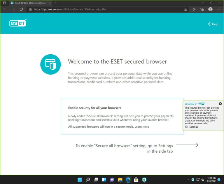 محیط برنامه ESET Internet Security