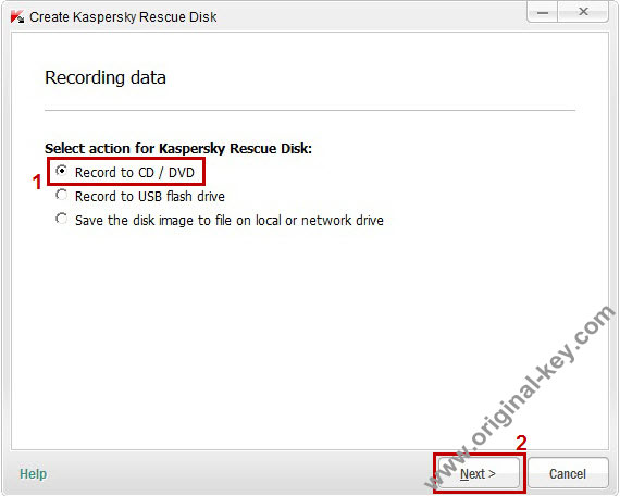پنجره تعیین محل ساخت Kaspersky Rescue Disk