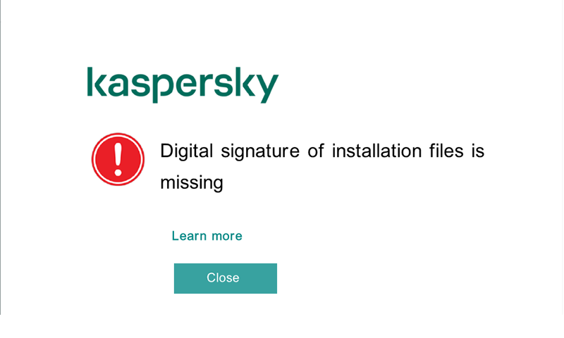 digital signature of installation file is missing